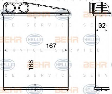 Теплообмінник, опалення салону BEHR HELLA SERVICE 8FH 351 000-641