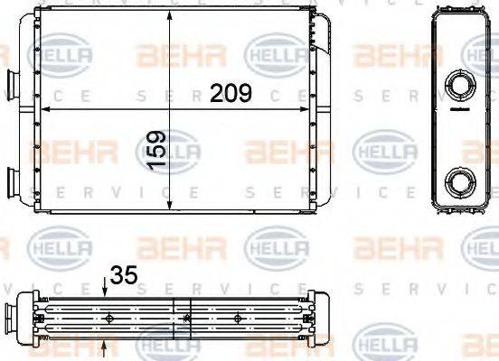 Теплообмінник, опалення салону BEHR HELLA SERVICE 8FH 351 308-251