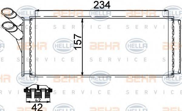 BEHR HELLA SERVICE 8FH351311421 Теплообменник, отопление салона