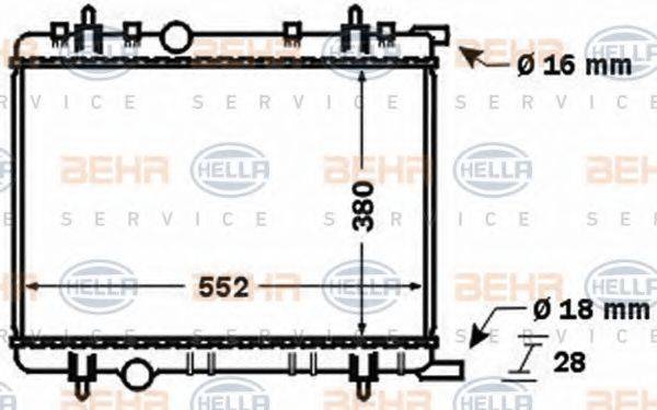 BEHR HELLA SERVICE 8MK376767071 Радіатор, охолодження двигуна