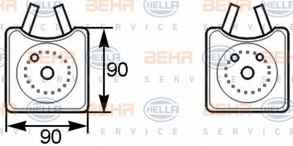 масляный радиатор, двигательное масло BEHR HELLA SERVICE 8MO 376 778-001