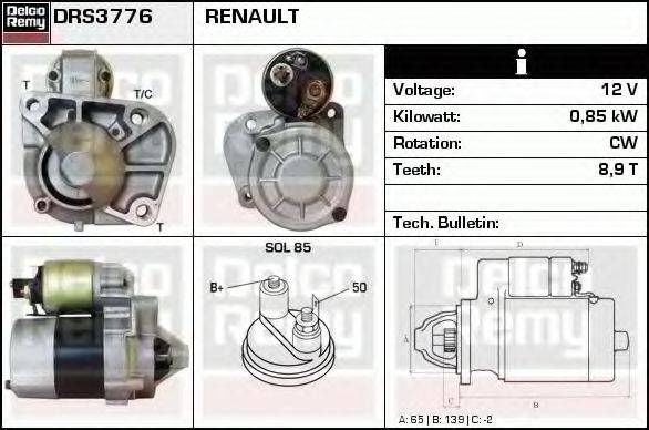 DELCO REMY DRS3776 Стартер