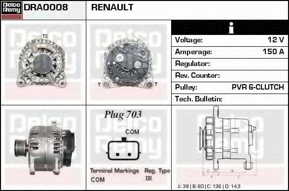 DELCO REMY DRA0008 Генератор