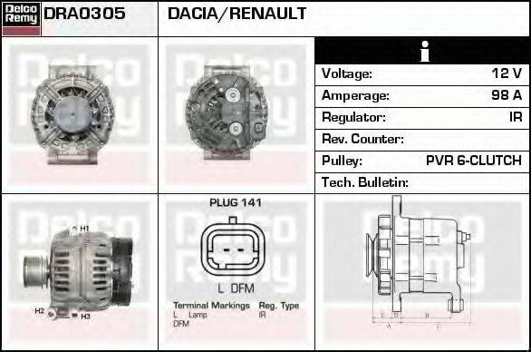 DELCO REMY DRA0305 Генератор