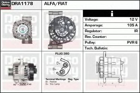 DELCO REMY DRA1178 Генератор