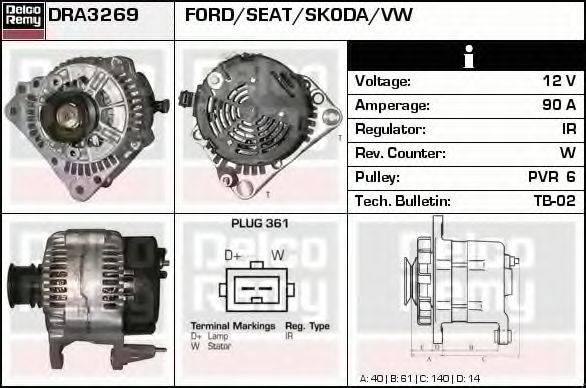 DELCO REMY DRA3269 Генератор