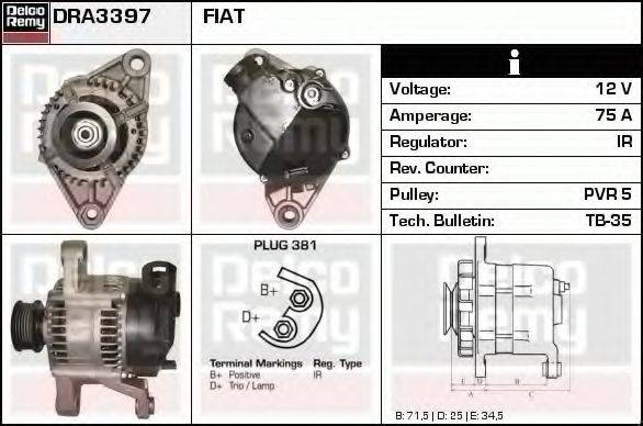 DELCO REMY DRA3397 Генератор