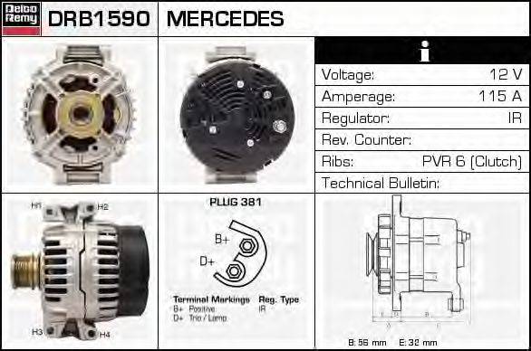 DELCO REMY DRB1590 Генератор