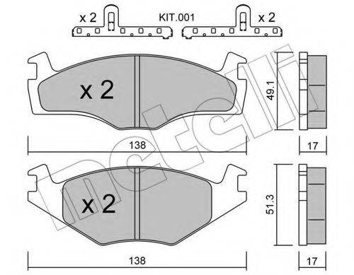 METELLI 2200452K Комплект гальмівних колодок, дискове гальмо