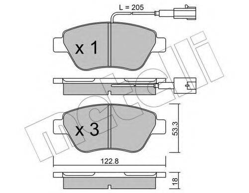 Комплект гальмівних колодок, дискове гальмо METELLI 22-0321-0