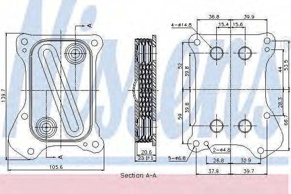 масляный радиатор, двигательное масло NISSENS 90700