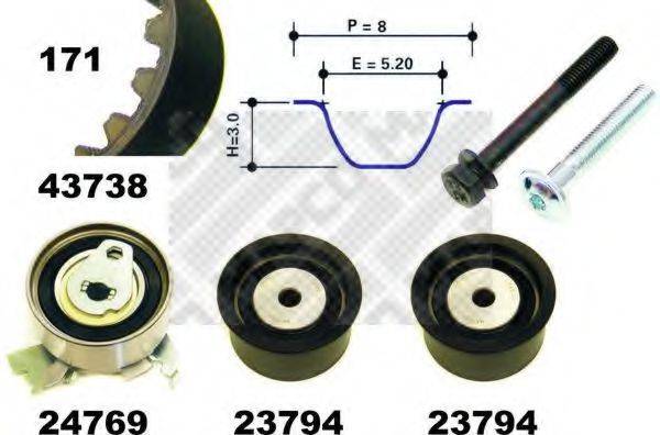 MAPCO 23738 Комплект ременя ГРМ