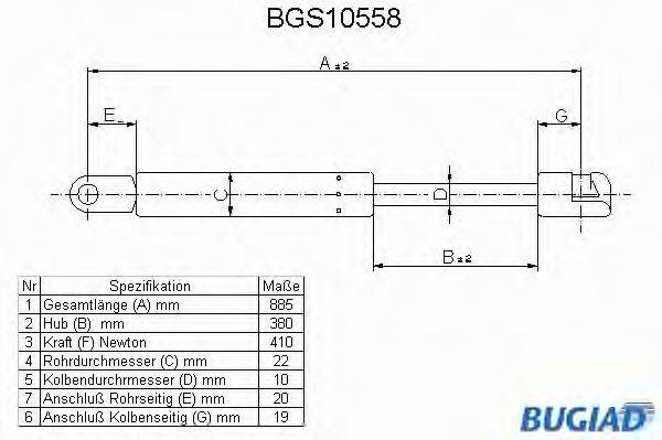 Газова пружина, капот BUGIAD BGS10558