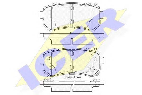 ICER 181955 Комплект гальмівних колодок, дискове гальмо