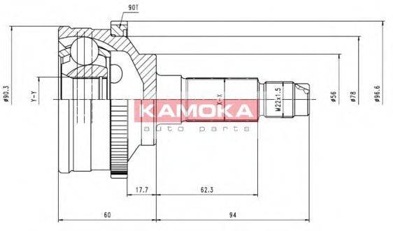 KAMOKA 6828 Шарнірний комплект, приводний вал