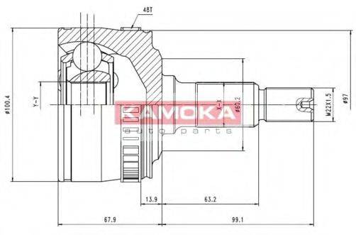 KAMOKA 7046 Шарнірний комплект, приводний вал