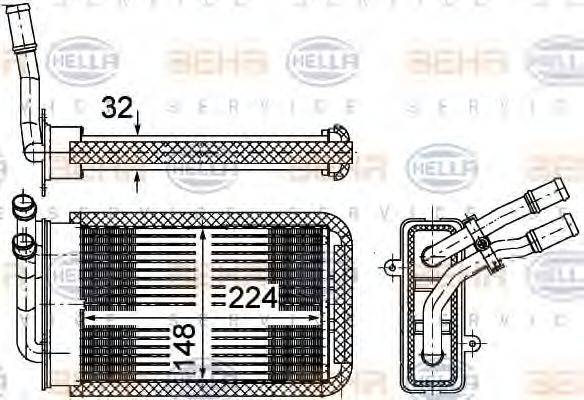 HELLA 8FH351002141 Теплообменник, отопление салона