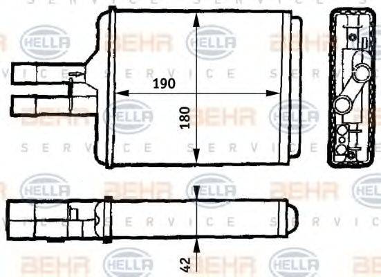 Теплообмінник, опалення салону HELLA 8FH 351 313-144