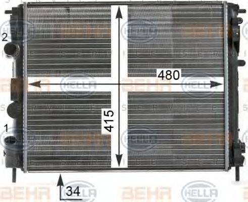 HELLA 8MK376700571 Радіатор, охолодження двигуна