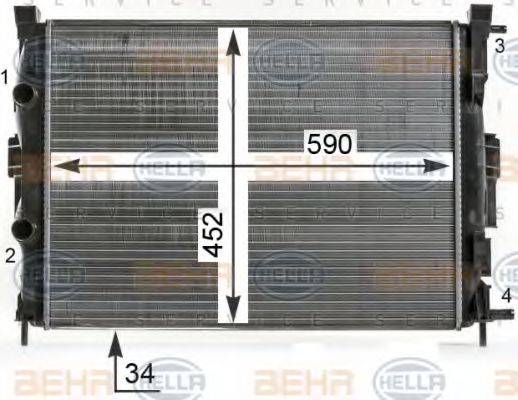 HELLA 8MK376700681 Радіатор, охолодження двигуна