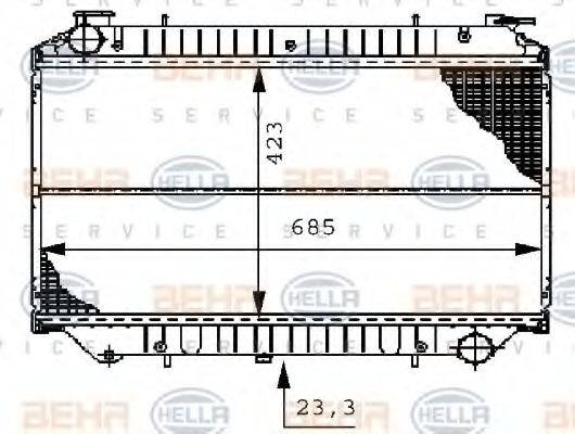 HELLA 8MK376706531 Радіатор, охолодження двигуна