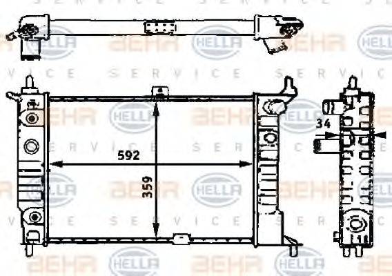 HELLA 8MK376715311 Радіатор, охолодження двигуна