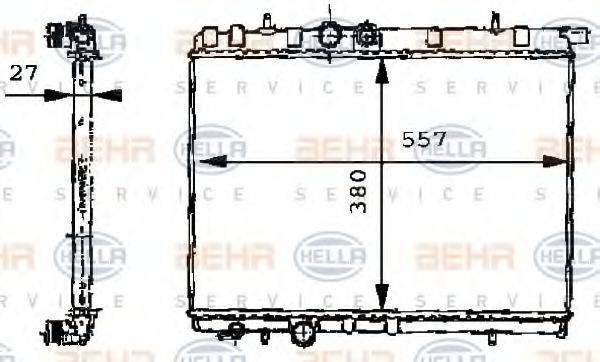 HELLA 8MK376717531 Радіатор, охолодження двигуна