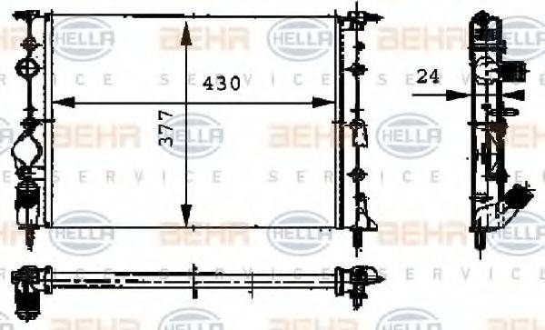 HELLA 8MK376717671 Радіатор, охолодження двигуна