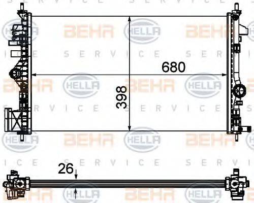 HELLA 8MK376754351 Радіатор, охолодження двигуна