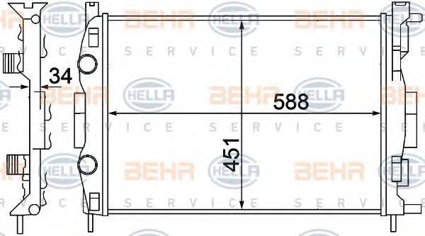 HELLA 8MK376772041 Радіатор, охолодження двигуна