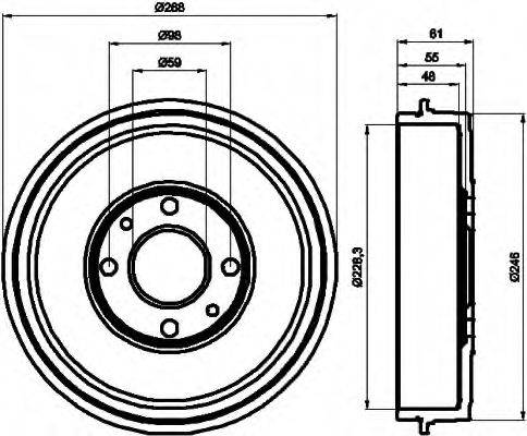 Гальмівний барабан HELLA 8DT 355 300-071