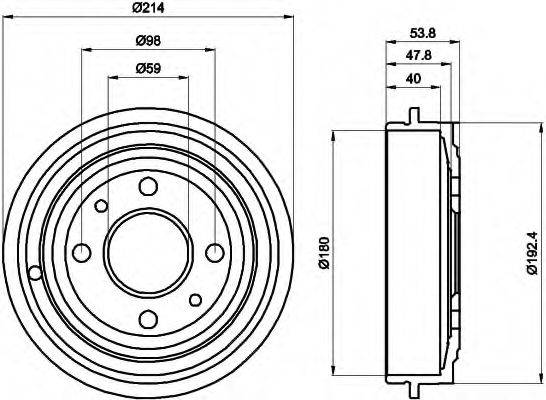 HELLA 8DT355300081 Гальмівний барабан