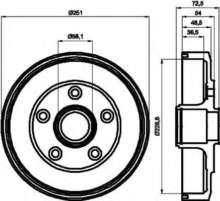 HELLA 8DT355301301 Гальмівний барабан