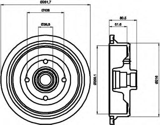 HELLA 8DT355301611 Тормозной барабан