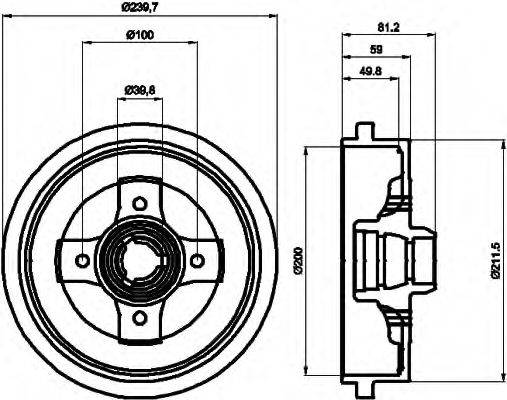 HELLA 8DT355301701 Тормозной барабан