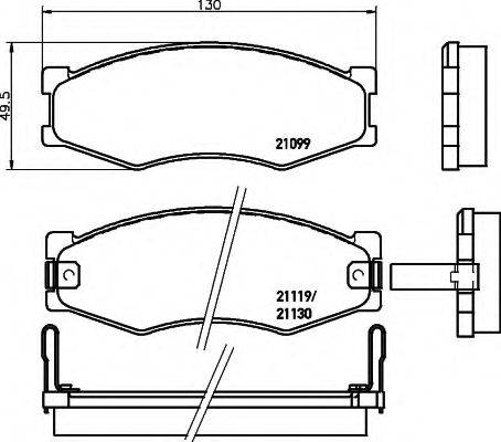 HELLA 8DB355005621 Комплект гальмівних колодок, дискове гальмо