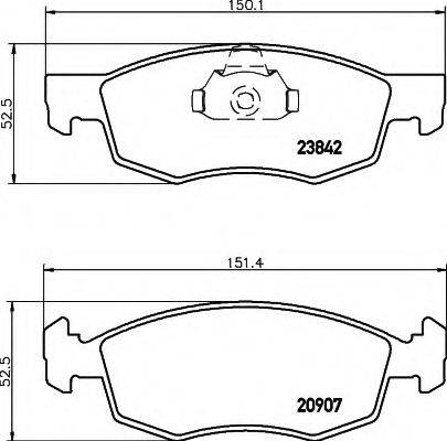 Комплект гальмівних колодок, дискове гальмо HELLA 8DB 355 010-321