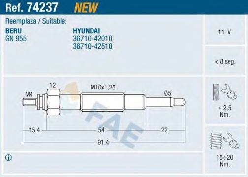 FAE 74237 Свічка розжарювання