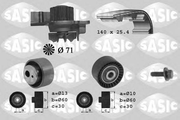 SASIC 3900010 Водяний насос + комплект зубчастого ременя