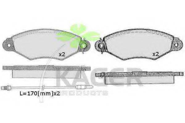 KAGER 350510 Комплект гальмівних колодок, дискове гальмо