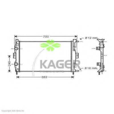 Радіатор, охолодження двигуна KAGER 31-0980