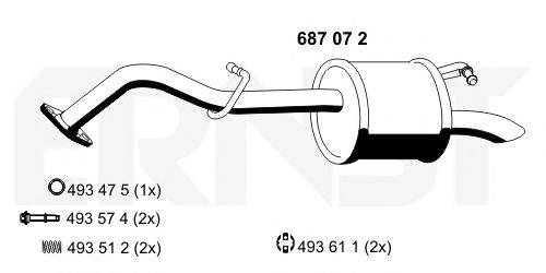 ERNST 687072 Глушник вихлопних газів кінцевий