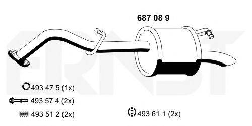 ERNST 687089 Глушник вихлопних газів кінцевий