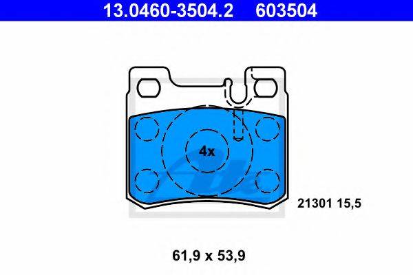 Комплект тормозных колодок, дисковый тормоз ATE 13.0460-3504.2