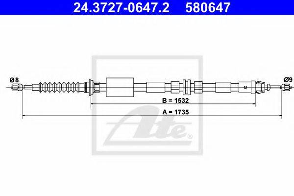 Трос, стояночная тормозная система ATE 24.3727-0647.2
