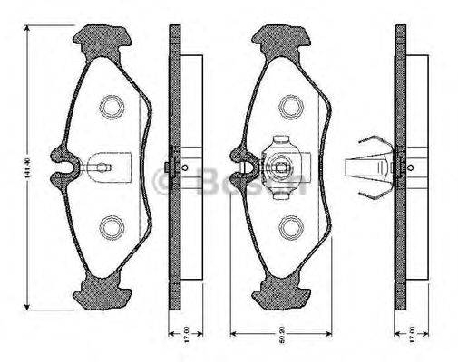 Комплект гальмівних колодок, дискове гальмо BOSCH 0 986 TB2 031