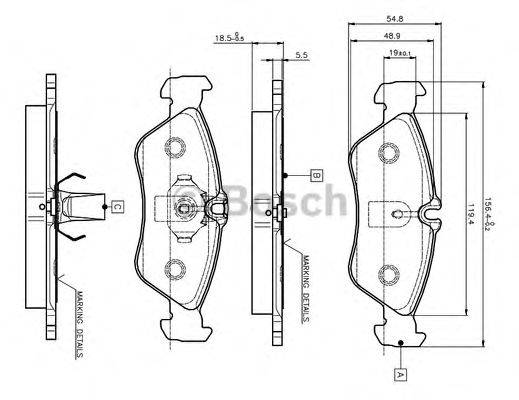 BOSCH 0986TB2032 Комплект гальмівних колодок, дискове гальмо