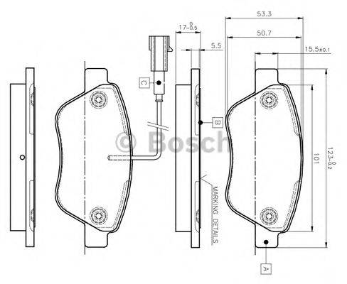 BOSCH 0986TB2836 Комплект гальмівних колодок, дискове гальмо