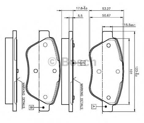 Комплект гальмівних колодок, дискове гальмо BOSCH 0 986 TB2 835