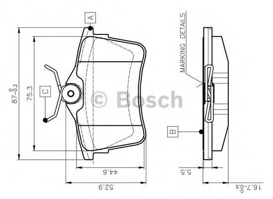 Комплект гальмівних колодок, дискове гальмо BOSCH 0 986 TB3 091